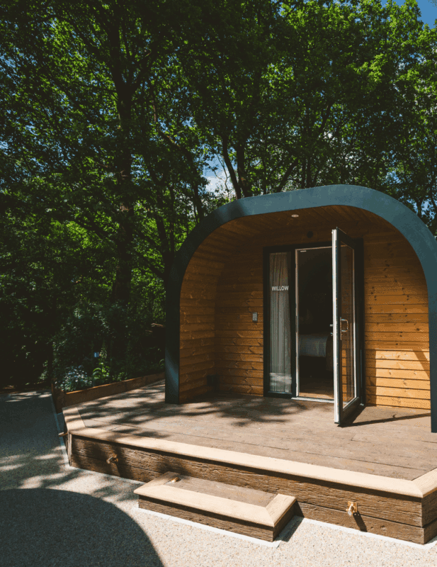 Hackney Pods Woodland Pod accommodation at Moddershall Oaks